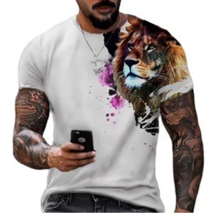 Men's T-Shirt Harajuku 3D Lion Print New Style